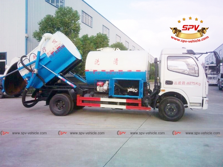 Right Side view of Jet-vac tank truck Dongfeng